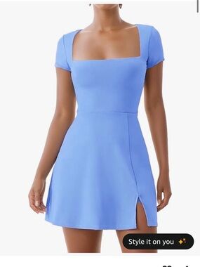 Light Blue Square Neck Mini Dress